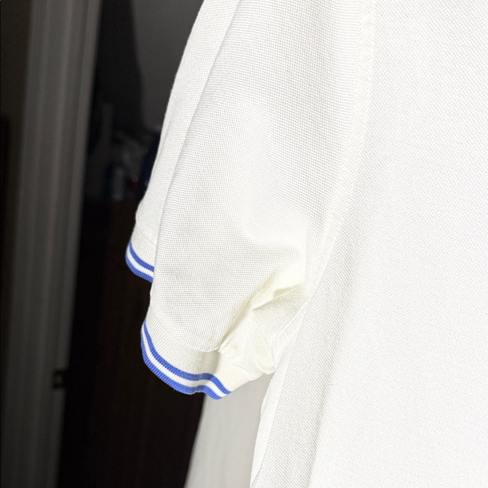 Southern Tide White Polo with Blue Stripe Trim - Picture 6 of 8